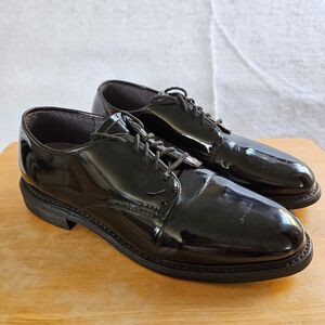 Vibram Avonite Hypalon Dress Shoes Mens 9.5 Black Leather High Gloss Military